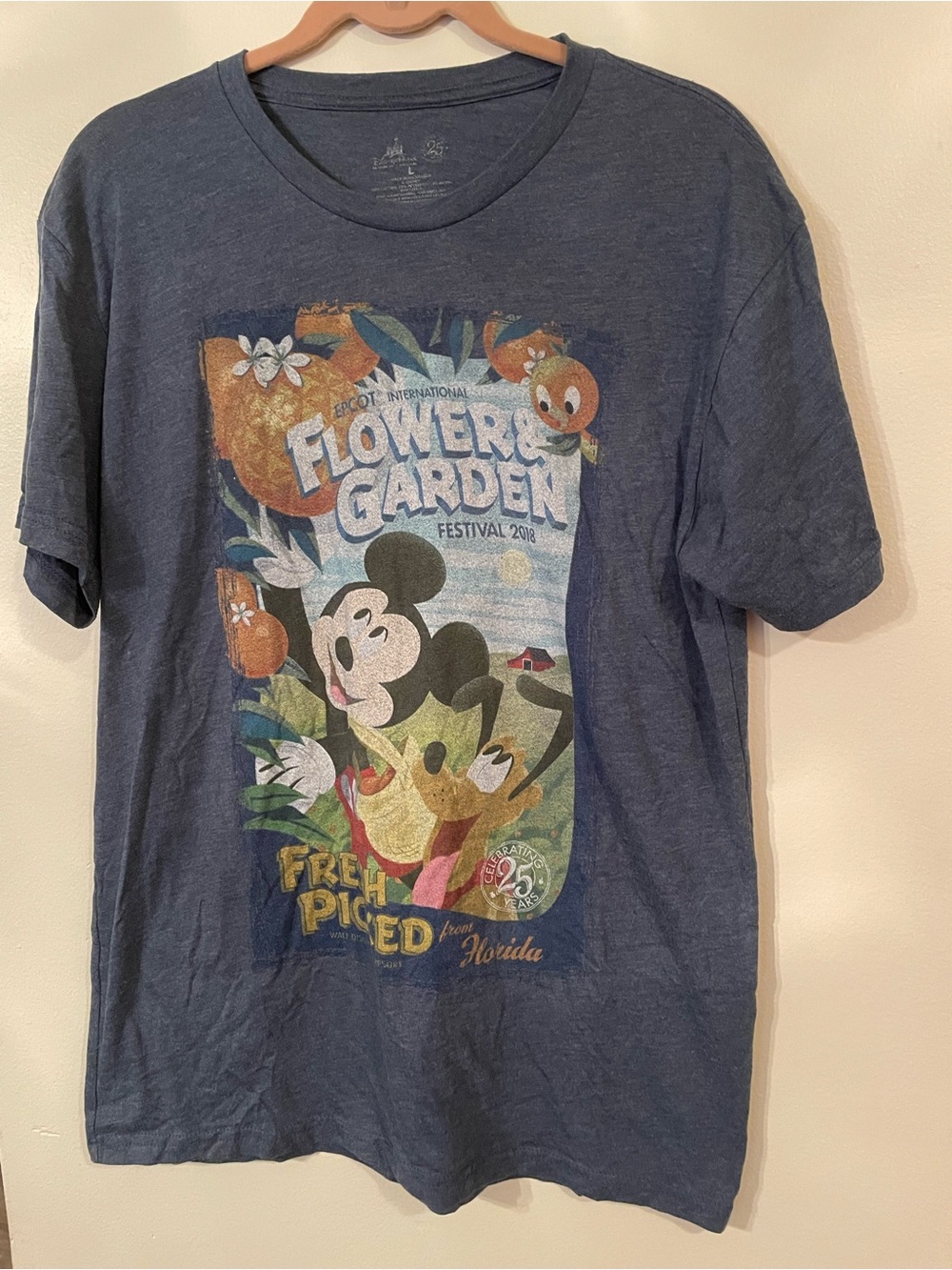 Disney Parks Epcot Flower & Garden Festival 2018 T-Shirt Mickey Pluto Large